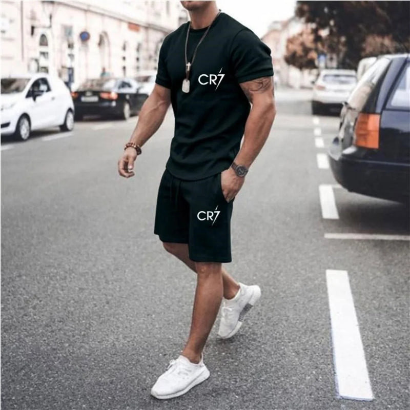 Men's Clothing Summer Suit CR7 Sports Comfortable Breathable Mesh Running Sets Jogging Fitness Tracksuit T - View 13 | SAMAG