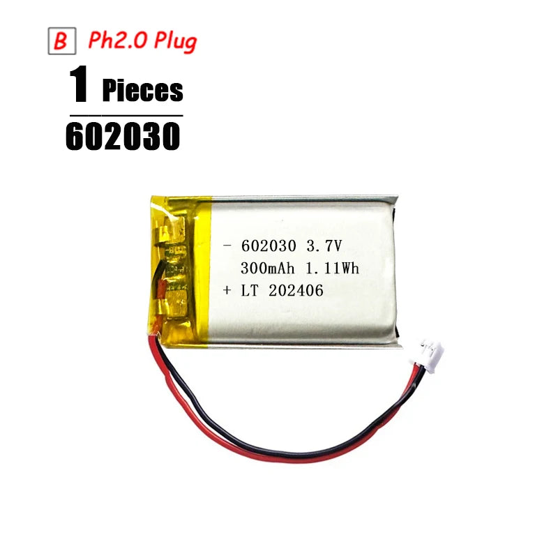 3.7V Lipo Battery Ph2.0 Plug Rechargeable Lithium Battery 3.7V For PS4 Humidifiers GPS Navigation  Bluetooth Speaker MP3 MP4