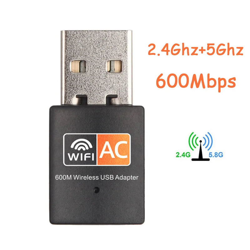 600Mbps Dual Band USB WiFi Dongle 2.4G 5GHz AC Wireless Network Adapter 802.11ac Mini Receiver For Desktop - Visuel 3 | SAMAG