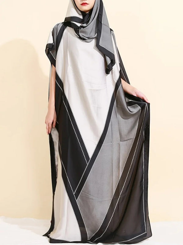 Luxury Soft Muslim Print Abayas Women Short SLeeves | SAMAG