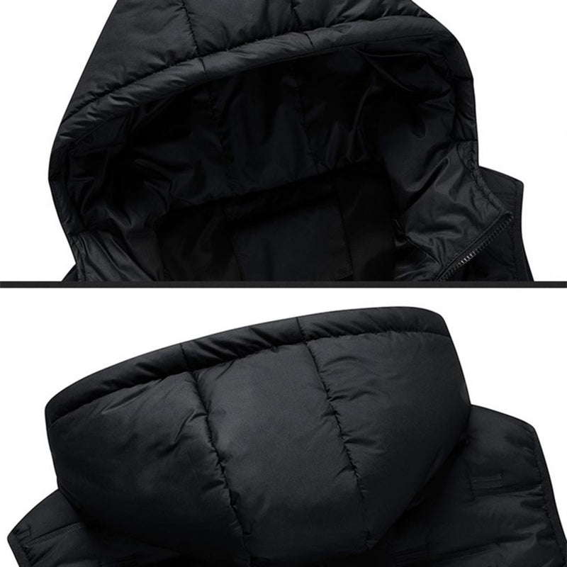 Men Autumn Winter Thickened Waistcoat Hooded Sleeveless Zipper Placket Vest Coat Down Vest Outwear Men's Iinsulated Vest