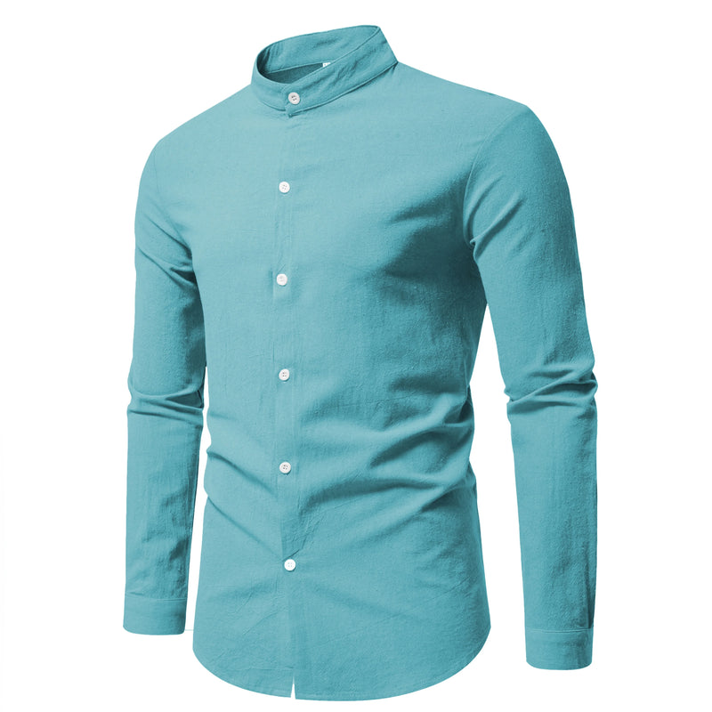 Spring Men's Long Sleeve Stand Collar Solid Color Casual | SAMAG