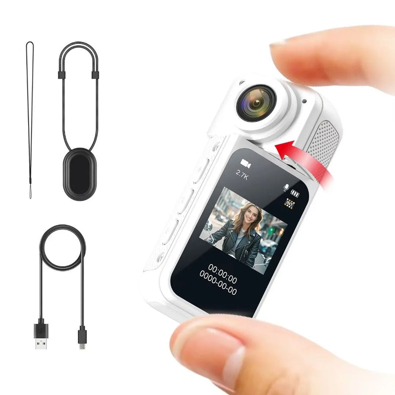Mini 2.7K Thumb Action Camera 1080P Pocket Sport Cam 1.47 Inch 180 Angle WIFI Recorder Magnetic Attraction Bracket Camera