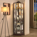 71.93''Tall Corner Display Cabinet with Lighted for Living Room,Corner Display Cabinet with Tempered Glass Doors &, Customized