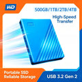 2026 Western Digital WD 500GB 1TB 2TB My Passport Portable External Hard Drive USB 3.0 High Speed HDD for Laptop PC Computers