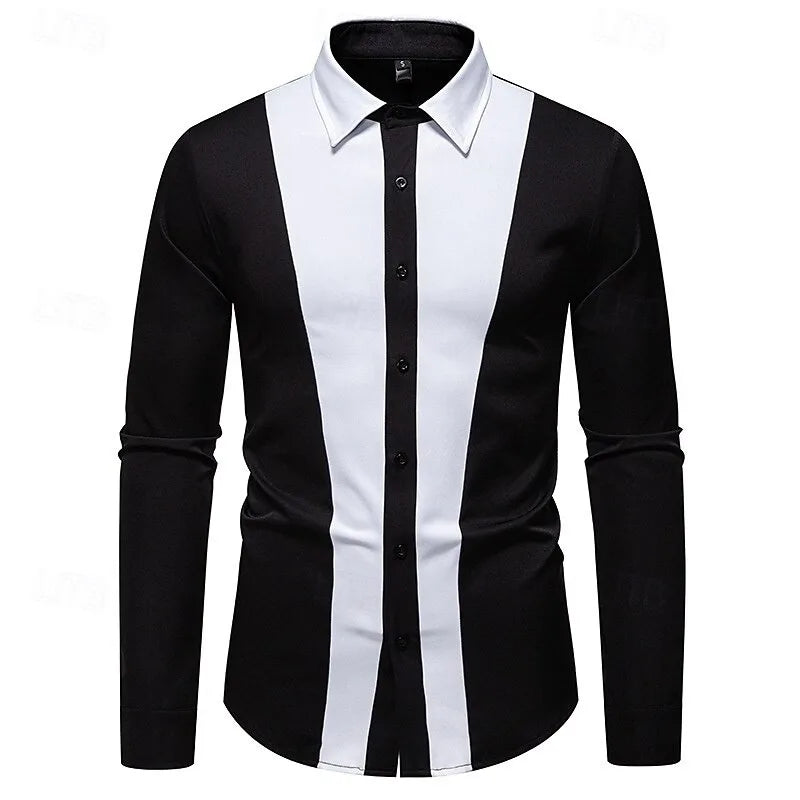 Men's long sleeved shirt classic black and white patch | SAMAG