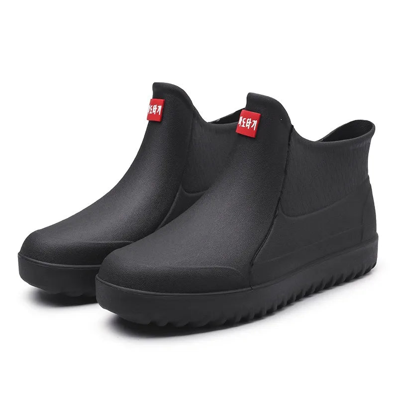 Men's Rain Boots Waterproof Rubber Shoes Outdoor Hiking Fishing Shoes PVC Kitchen Work Water Shoes Slip on Non-slip Ankle Boots