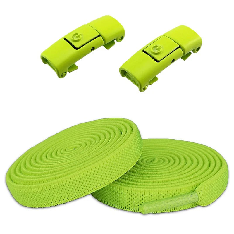 New Without Ties Elastic Laces No Tie Shoe Laces Press Lock Shoelaces Sneaker Kids Adult 8MM Widened Flat Shoelace for Shoes