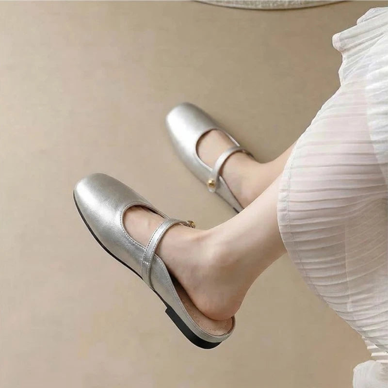 Women's New Summer Collection: Retro-Chic & Versatile Closed-Toe Mules — Square-Toe, Casual Slip-On Sandals with Soft Soles