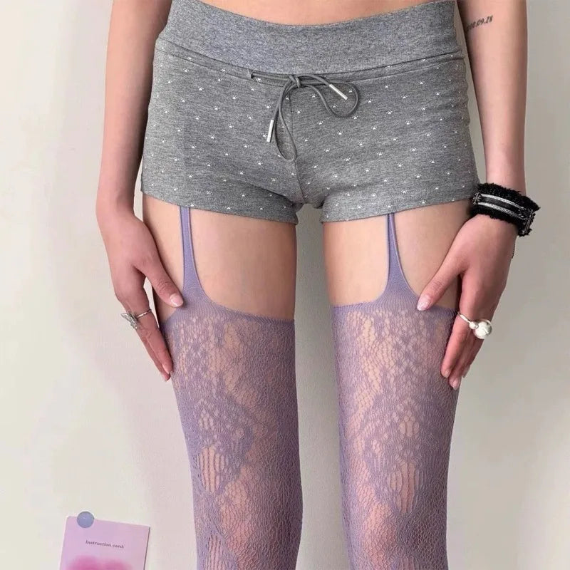 2025 New Sexy Lace Garter Belt Stocking Floral Pattern Thigh Highs Y2K Over Knee Sock Mesh Pantyhose for Women Lingerie Leggings