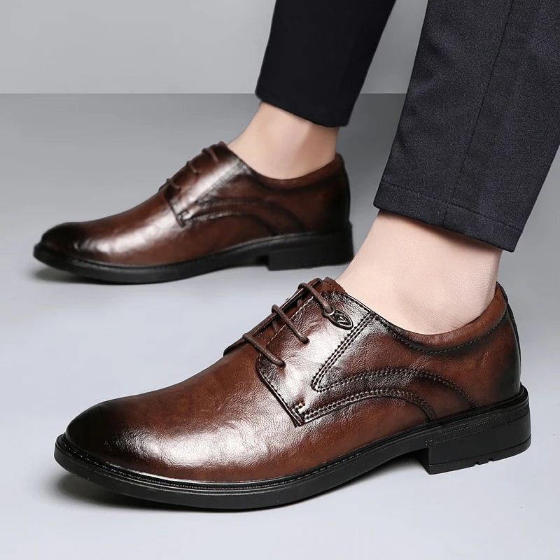 British Style Casual Leather Business Shoes Mens 2026 New Original Men's Office Shoes Fashion Lace-up Oxfords Walking Shoes