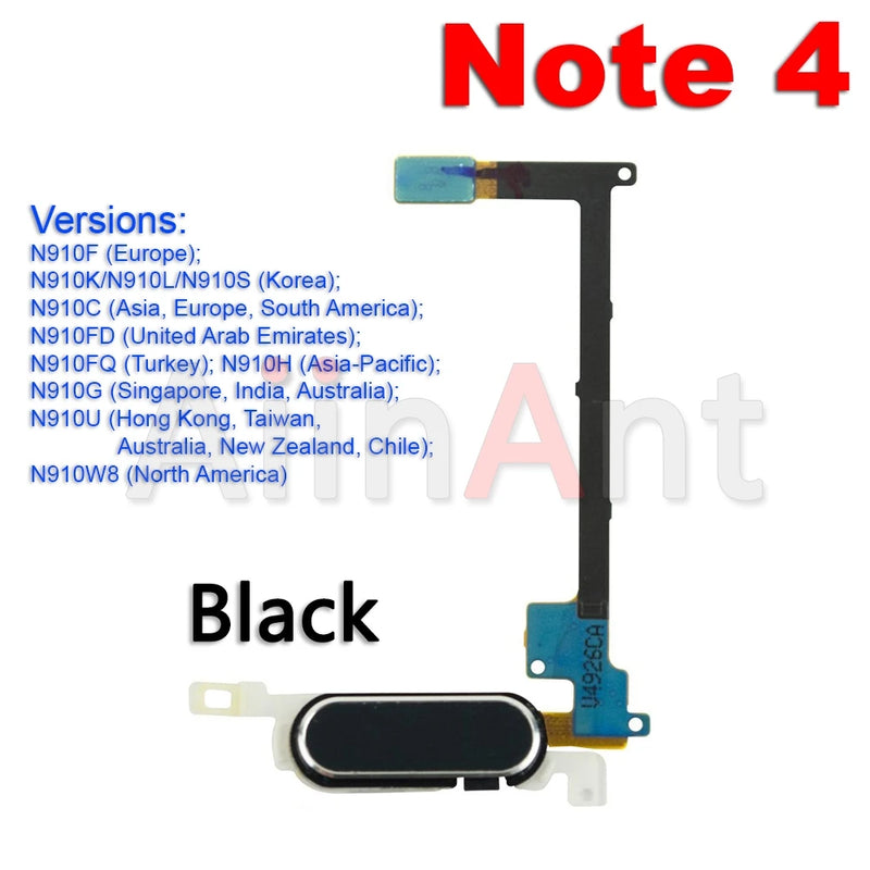 Aiinant Home Button Touch ID Fingerprint Sensor Flex Cable For Samsung Galaxy Note 4 5 7 8 9 10 20 Plus Lite Ultra