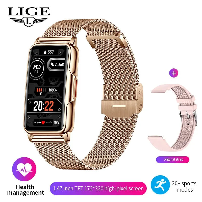 LIGE Women Smart Band Men Watch 1.47 inch Full Touch Heart Rate Sport Fitness Smartwatch New Outdoor Smart Bracelet Ladies 2025