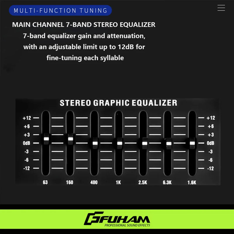 FUHAM 4 Channel Audio Mixer Bluetooth USB DJ Console 48V Phantom Power for Studio Karaoke Streaming