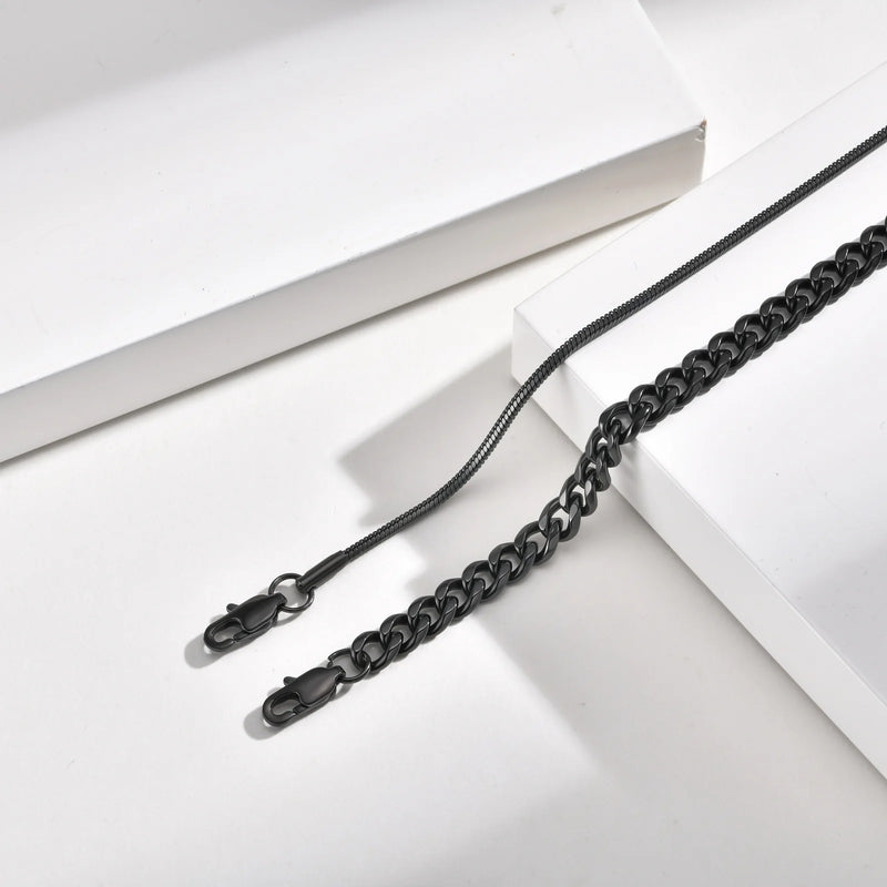 2pcs Cuban Chain Bracelet for Men Boys,Waterproof Stainless Steel Silver Color Chain Wristband,Stylish Fahter's Day Gift