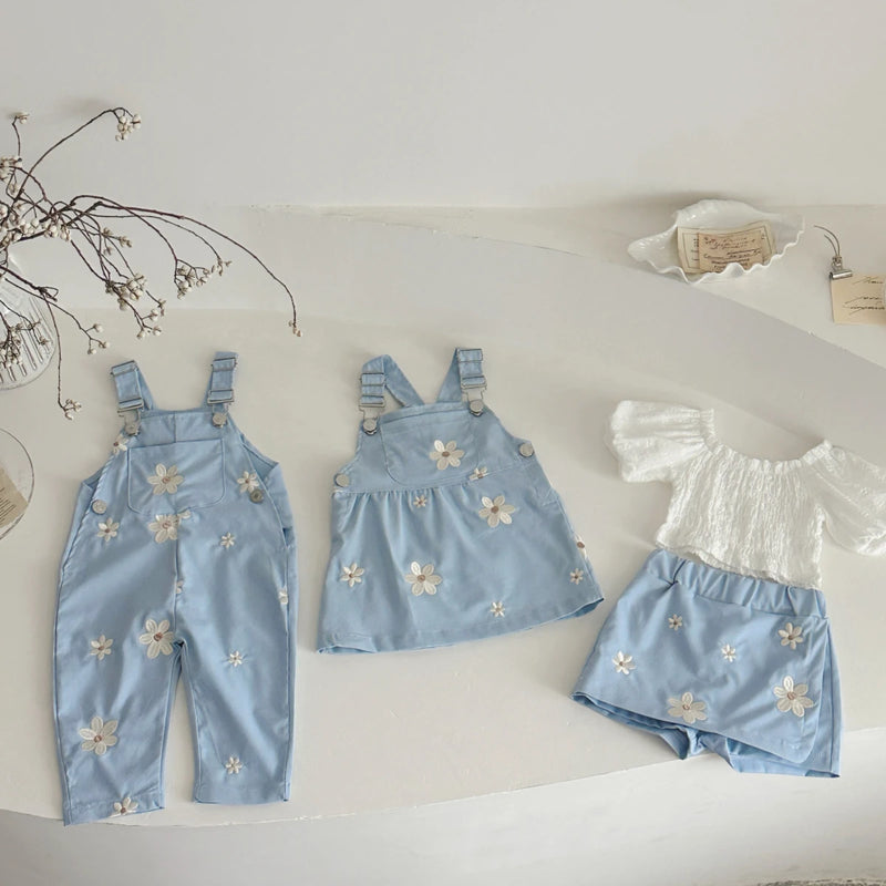 6M -3Y Baby Clothes Outfits Summer New Korean Style Short sleeve + Flower Embroidery Shorts Sets Toddler Costume Cute Girls Suit