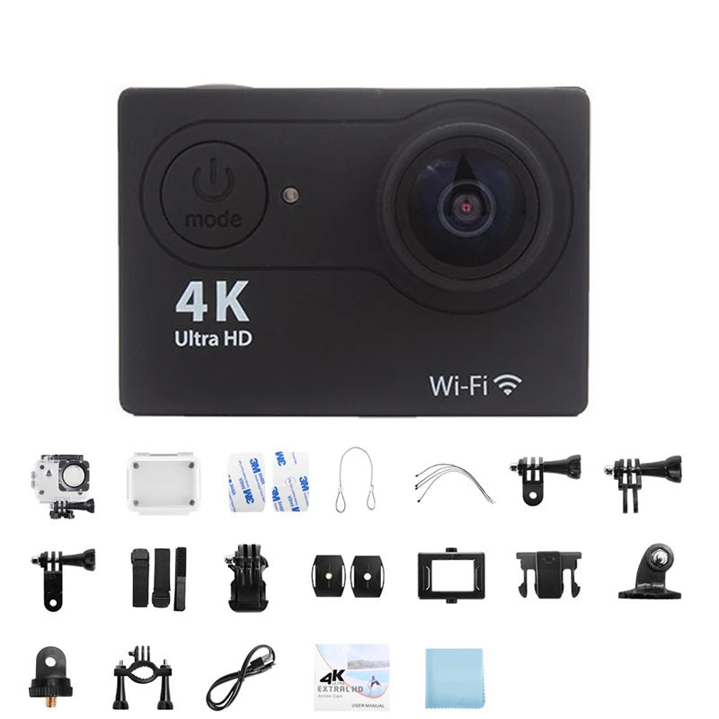 Ultra HD 4K Original Action Camera 1080P/30FPS WiFi 170D Diving Underwater Waterproof Helmet Vedio Remote Control Mini Sport Cam
