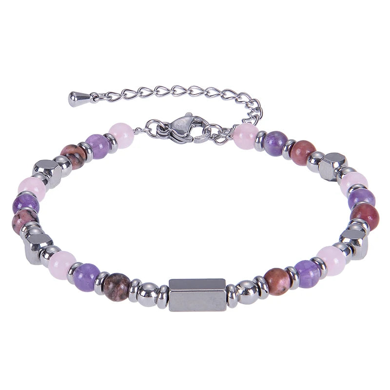 2026 Classic 6mm Tiger Eye Stone Hematite Beaded Bracelet Adjustable Stainless Steel Chain Bracelet for Men Women Jewelry Gifts