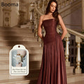 Booma Mermaid Strapless Pleat Shiny Brown Evening Dresses | SAMAG