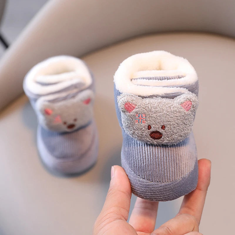 Winter New Cute Cartoon Baby Booties Boy Girl Boots Cotton Soft-Sole Non-Slip Warm Toddler First Walkers Infant Crib Shoes