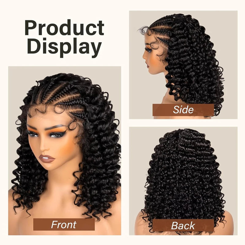Kinky Curly Braided Wig With Baby Hair Natural Color Curly 13X4 Transparent Synthetic Lace Front Wigs Braid Wig For Black Women