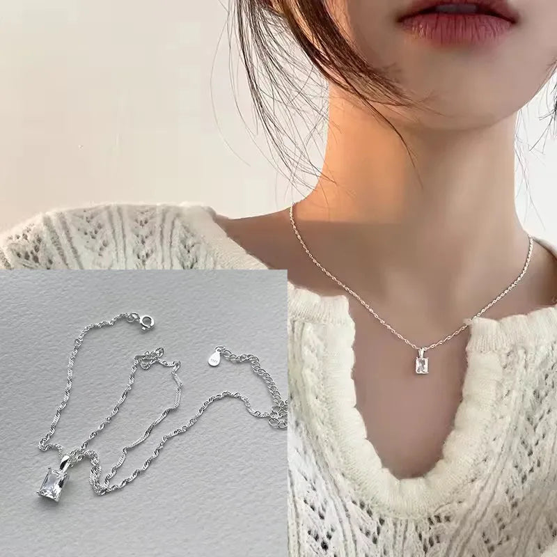 VENTFILLE 925 Sterling Silver Bead Geometry Necklace for Women Girl Korean Design Versatile Choker - Visuel 14 | SAMAG