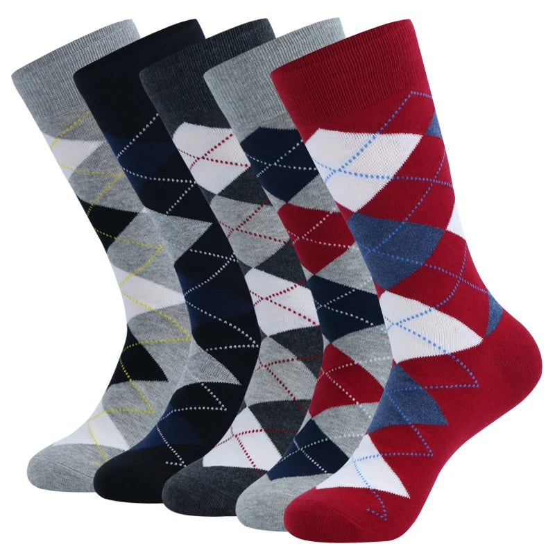 5 Pairs Men's Dress Socks Plus Large Size， Combed Cotton | SAMAG