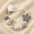 Custom Name Bunny Pacifier Clip Blue Silicone Teething Bead Chain BPA Free Handmade Dummy Holder Safe Baby Boy Shower Gift
