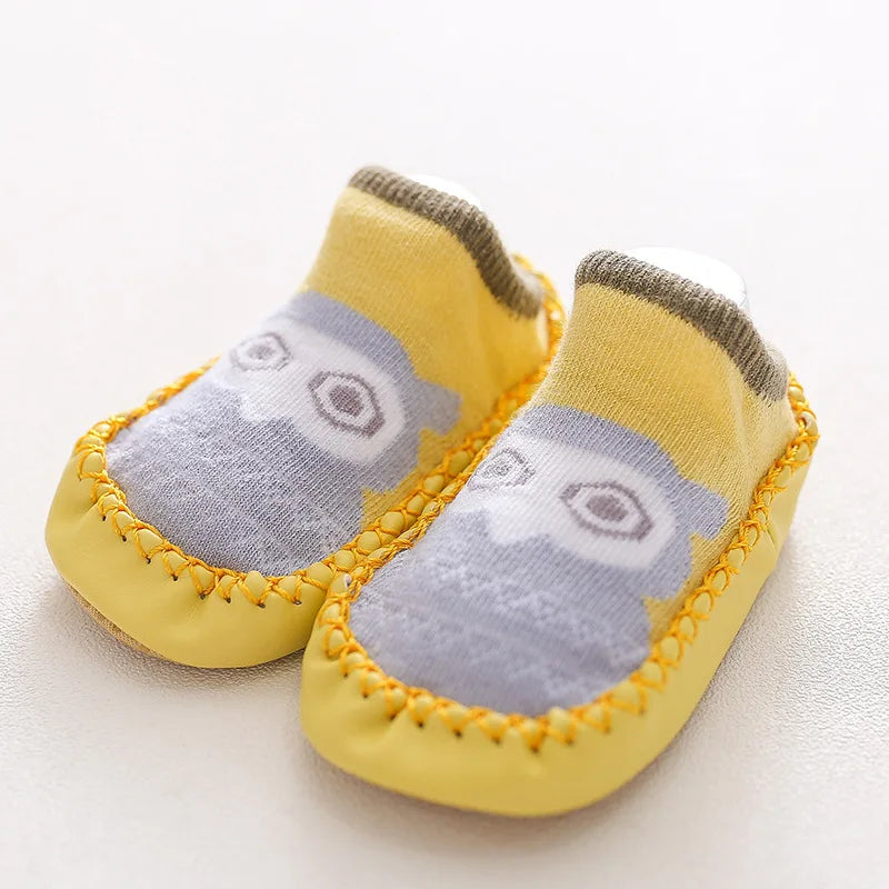 Baby Shoes Cotton Floor Socks Shoes Cartoon Cute Baby First Walkers Toddler Shoes Girl Boys Kids Soft  PU Sole Shoe Anti-slip