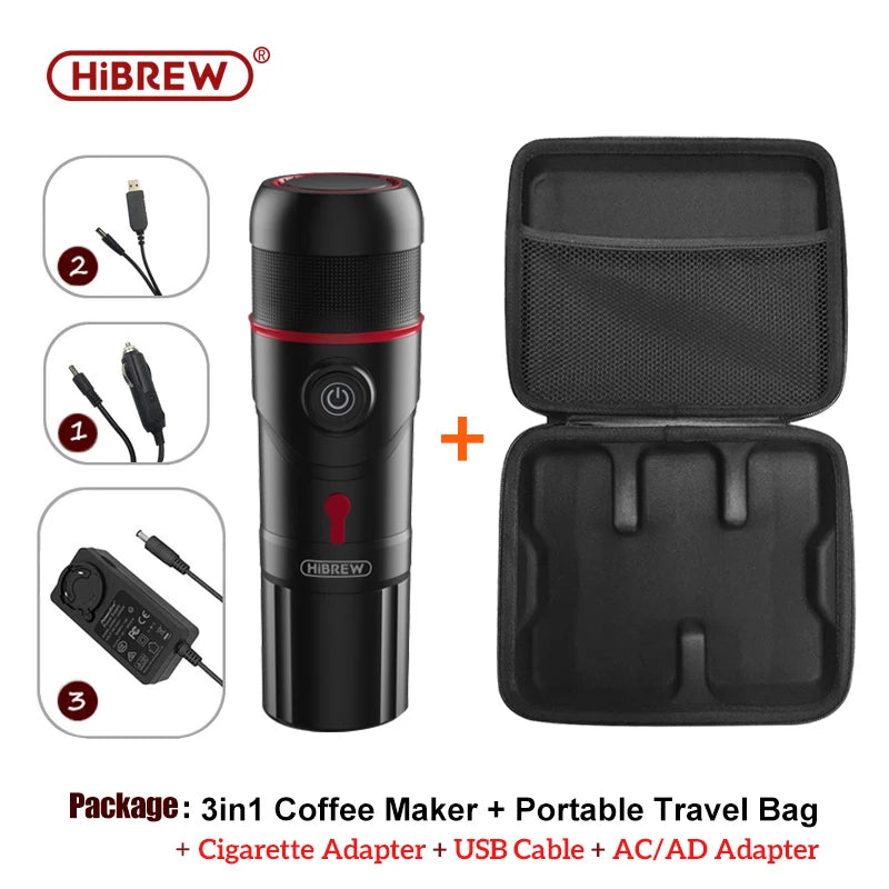 HiBREW Portable Coffee Machine for Car & Home,DC12V  Expresso Coffee Maker Fit Nexpresso Dolce  Pod Capsule  Coffee Powder H4