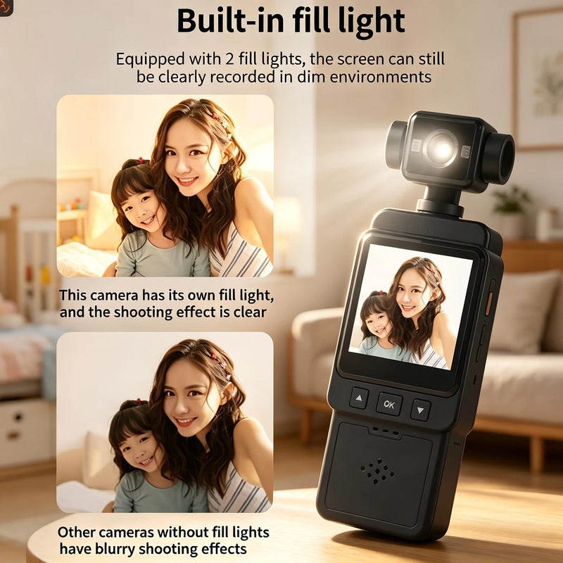 2K HD Action Camera, One-Button & Loop Recording, Portable Cam for Outdoor Sports Travel Daily Vlog