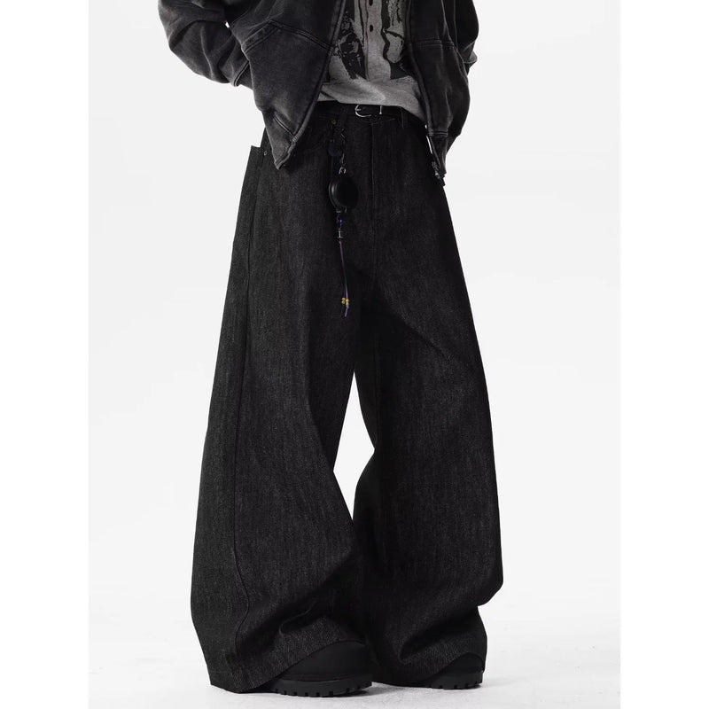 Retro Red Dragon Embroidery Wide Leg Knife Edge Jeans | SAMAG