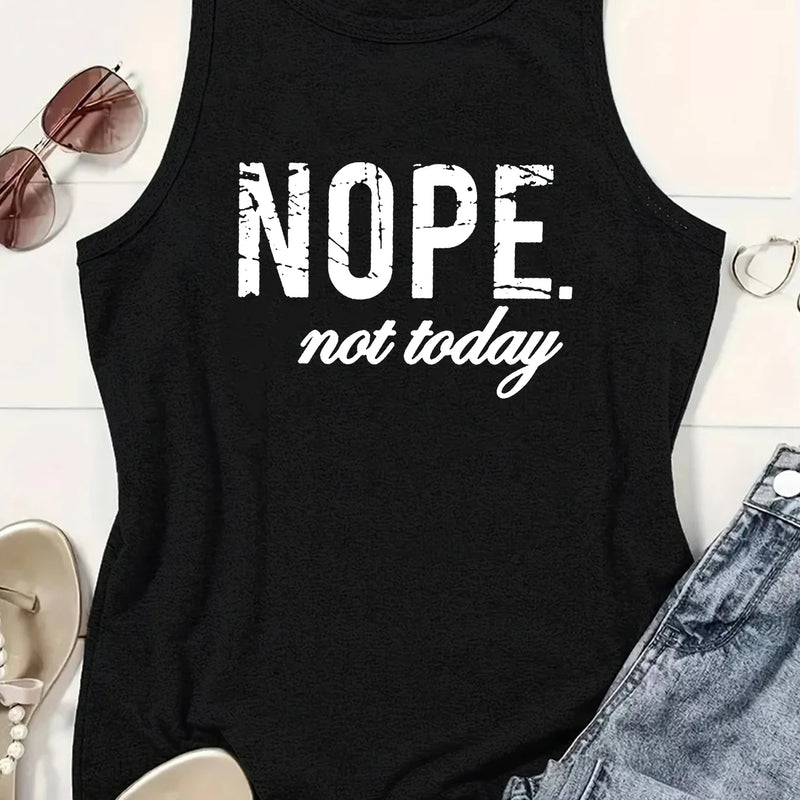 Nope Not Today Letter Print Women Tank Top Sleeveless Casual Summer New Crew Neck Tops for Women Clothes