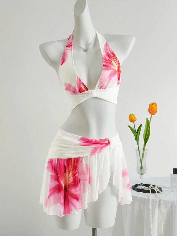 Neck-mounted Bikini Set For Women Floral Print Backless | SAMAG