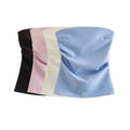 Strapless Draped Bustier Tops for Women, Straight Neck, Back Zipper, Female Camis, Fashion
