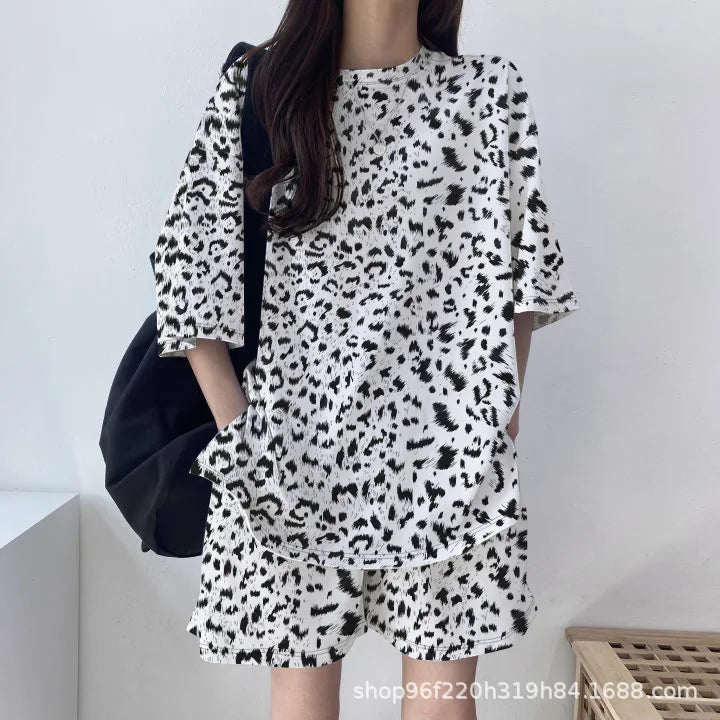 2026 Women T-Shirt Shorts Suit Set Casual Tie Dye Loose Tshirt Wide Leg Middle Shorts With Pockets Female Soft Summer Shorts Set