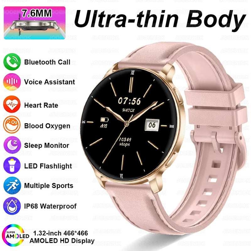 2026 New 1.32" AMOLED Smartwatch Man 466*466 Resolution Bluetooth Call LED Flashlight Fitness Tracker Smart Watch For Men Women