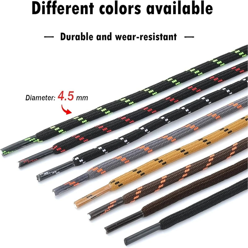 2 Pairs Work Boots Shoe Laces Diameter 4.5mm Heavy Duty Hiking Shoelaces for Men Women Round German Training Shoelace