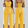 Women's Two Piece Sets Fashion Print Halter V-Neck Short Tank Suit Tops Long Pants Matching Set Summer Casual Female Slim Pants
