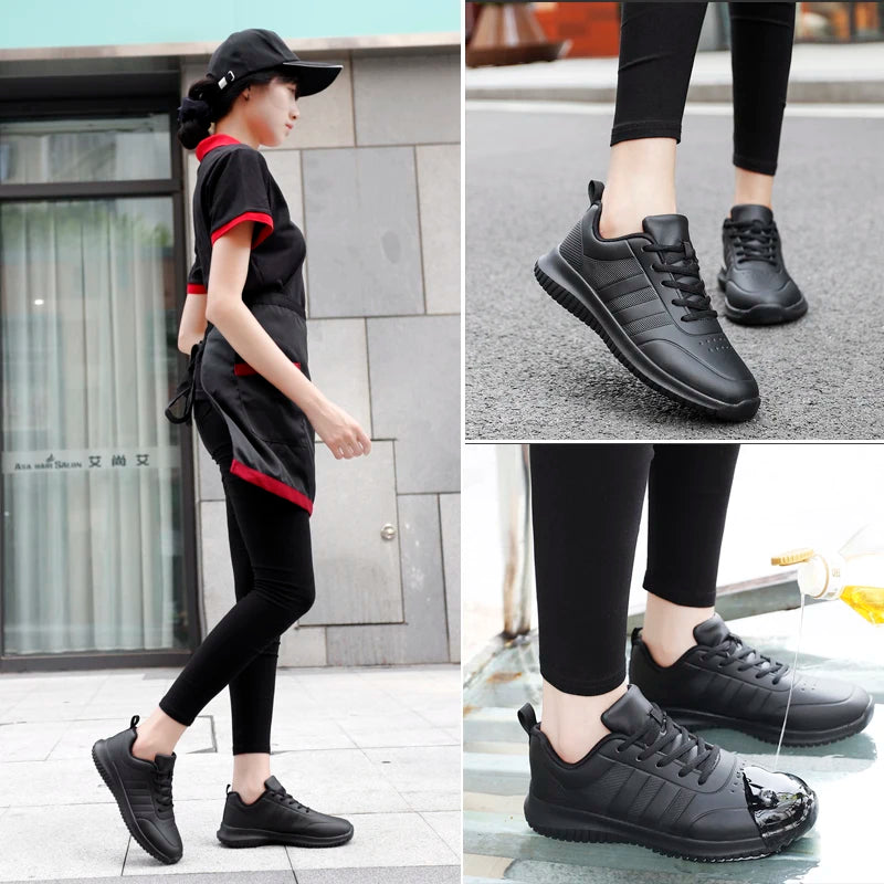 Chef shoes four season soft-sole anti-slip oil-proof waterproof portable kitchen work shoes fashion plus size casual men's shoes