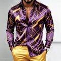 Men's Retro Baroque Printed Satin Silk Shirt Long Sleeved | SAMAG