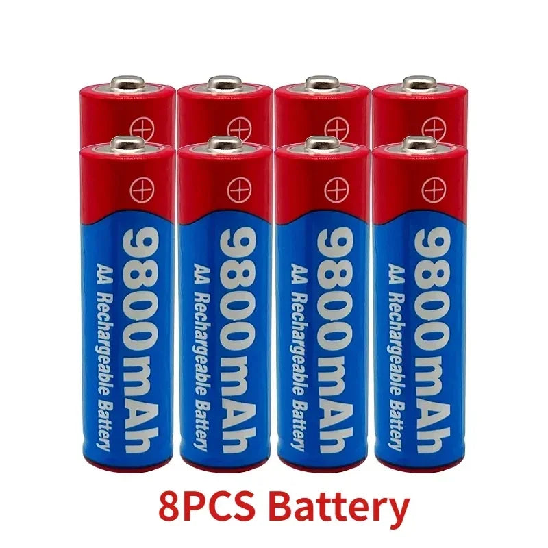 2026 New AA Rechargeable Batteries 9800Mah 1.5V New LED Lamp Toy Alkaline Rechargeable Battery Mp3