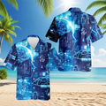 Dragon Print Aloha Shirt Men Women Bold Golden Graphic | SAMAG