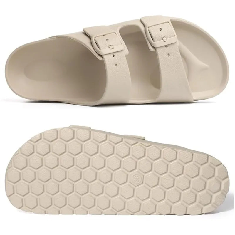 Evshine Women's Summer Orthopedic Sandals Comfy Arch Support Beach Slippers wirh Adjustable Buckle Soft Bottom EVA House Slides