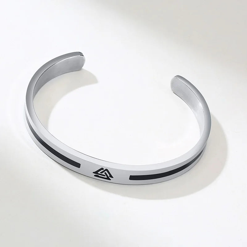 Men Bangle, Enemal Viking Logo Cuff Bracelet For Gentleman, Stainless Steel Minimalist - Visuel 5 | SAMAG