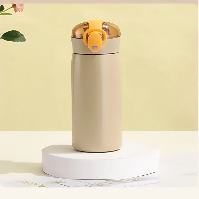 DIY 460ml Portable Kids Thermos Mug With Straw Stainless Steels Cartoon Vacuum Flasks Cute Thermal Water Bottle Customize logo