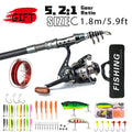 Carbon Fiber Telescopic Fishing Rod Reel Combo Full Kit With Simulated Lures Portable Travel Sea Fishing Set For Freshwater Salt