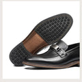 YETTIES Men's Pointed Toe Genuine Leather Loafers | Business Formal Slip-On Dress Shoes | Versatile Comfort Casual Work Footwear