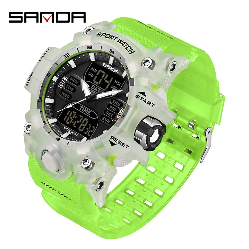 SANDA Men Quartz Watches G Style Military Sports LED Digital Outdoor Waterproof Dual Display Wristwatch - Visuel 7 | SAMAG