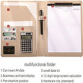 Leather high-end ofge folder multi-functional A4 paper folder binder detachable calculator set office supplies